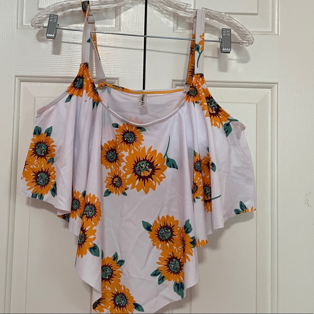 White Sunflower Bikini Top